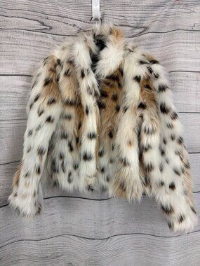 Leopard Print Faux Fur Jacket Size S